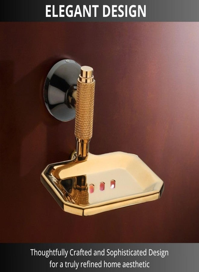 LUXIUR Wash Basin Soap Dish Holder for Bathroom and Kitchen Sink, 304 Stainless Steel Stand for Wall Mount Kitchen Accessories Items, Bathroom Accessories, PVD Gold, Single - Image 2